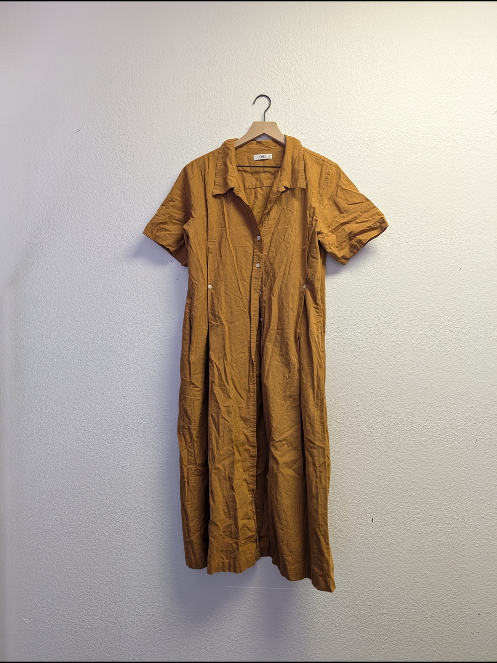 Como Seoul Button-Front Mustard Midi Dress - Small/ Medium‎